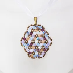 Pendant 40cm - Shea Oval-Violet Organza - Pendant 40cm - Laiton bronze